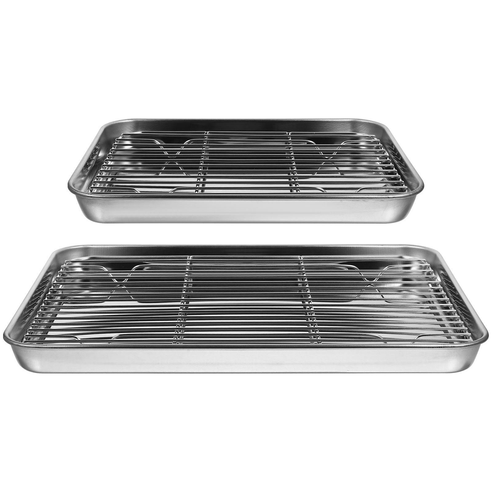 Kitchen Baking Tray Set - 2Pcs Square Stainless Steel Drain Plates