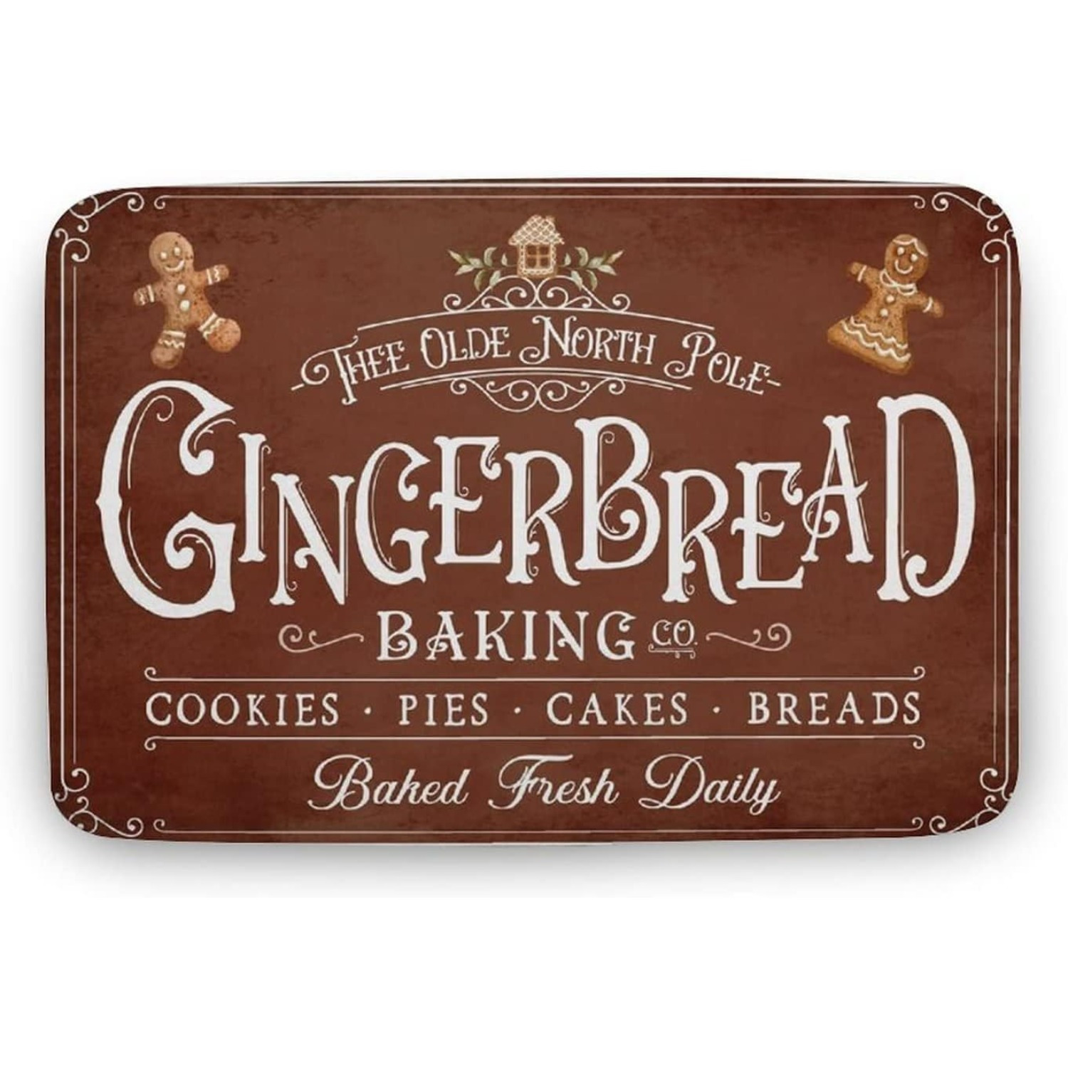 Kitchen Living Baking Mats - Vintage Christmas Gingerbread Rug Baking Co