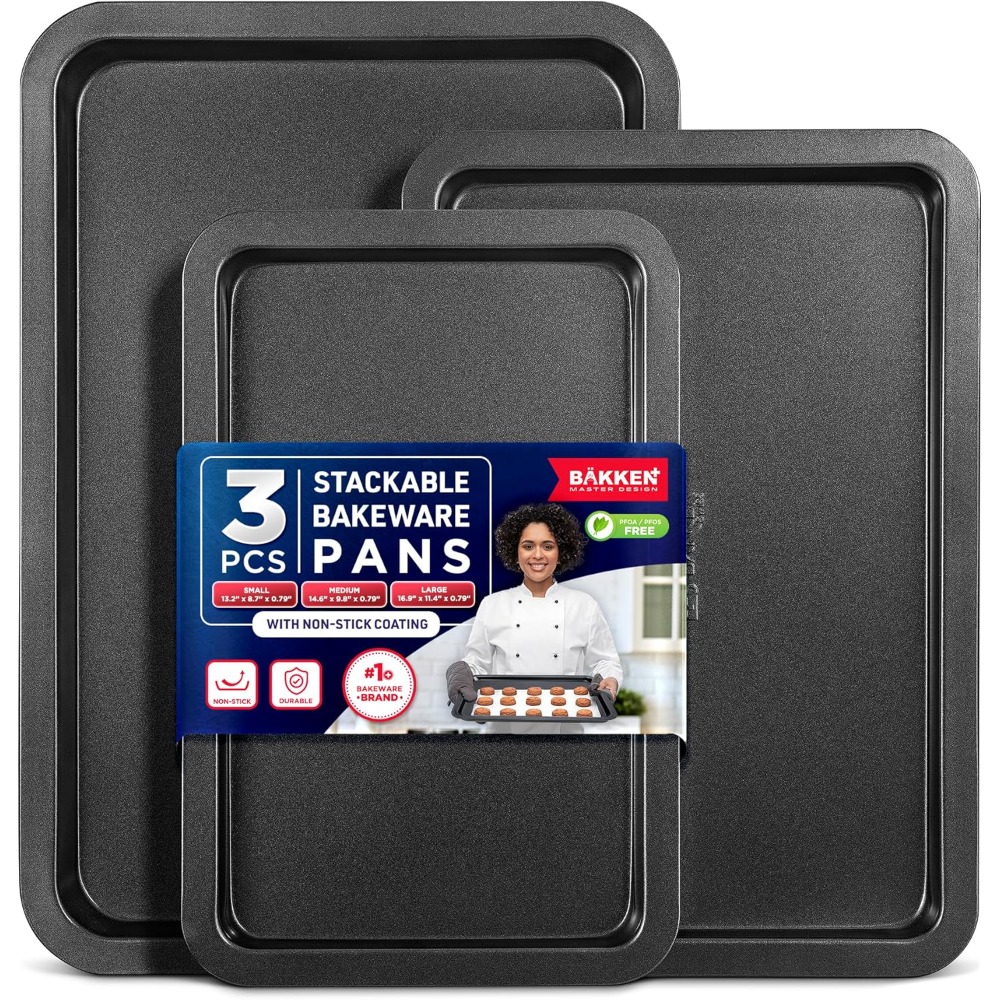 3 Piece Set Nonstick Carbon St - đánh giá và giá Kitchen Baking Tray Set