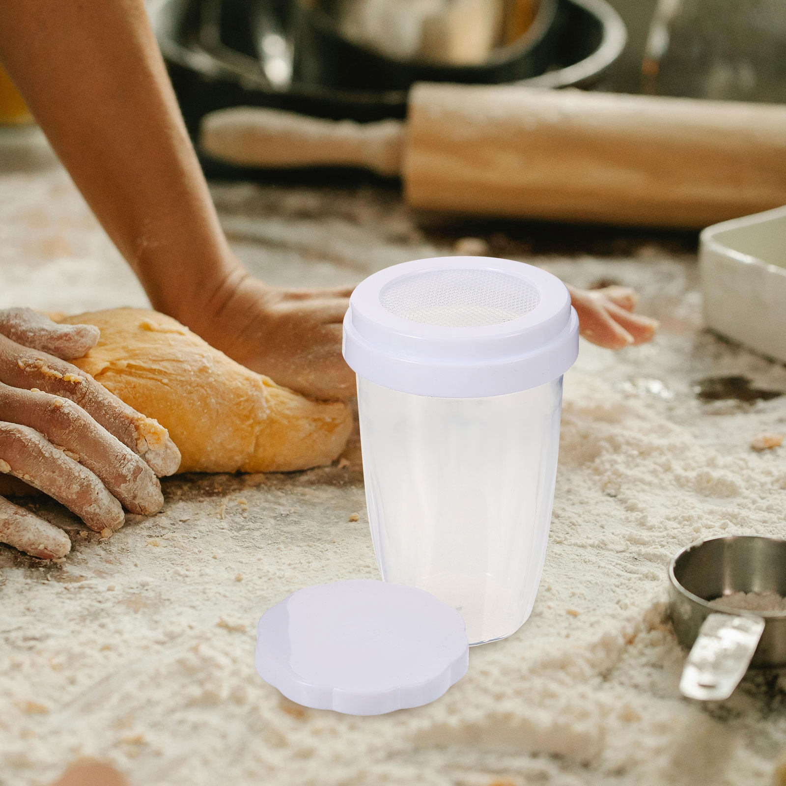 Sleek White Powder Shaker Dust - đánh giá và giá Kitchen Baking Essentials