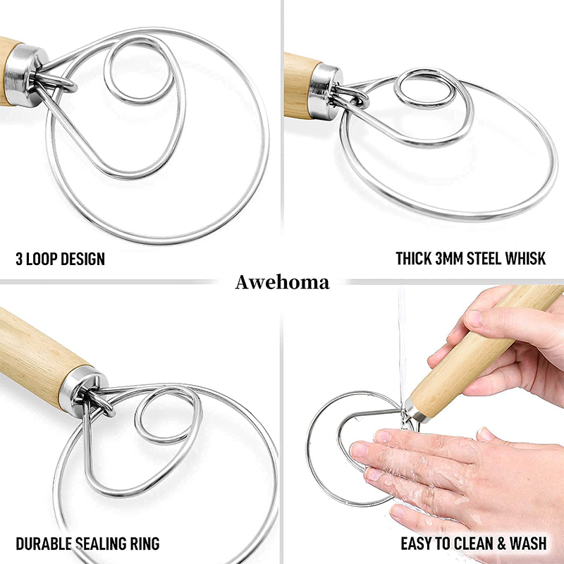 Large Hand Danish Dough Whisk  - đánh giá và giá Kitchen Baking Blender