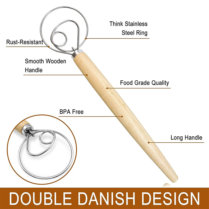 Large Hand Danish Dough Whisk  - đánh giá và giá Kitchen Baking Blender