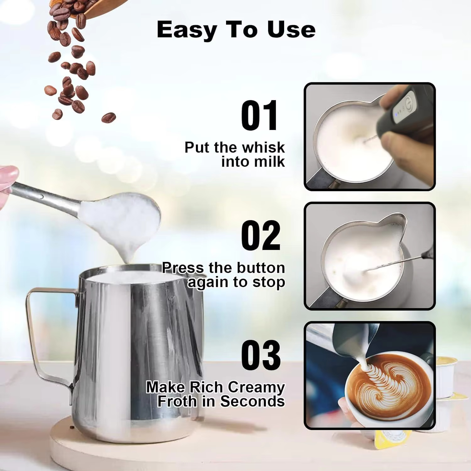 Handheld milk frother, electri - đánh giá và giá Kitchen Baking Blender