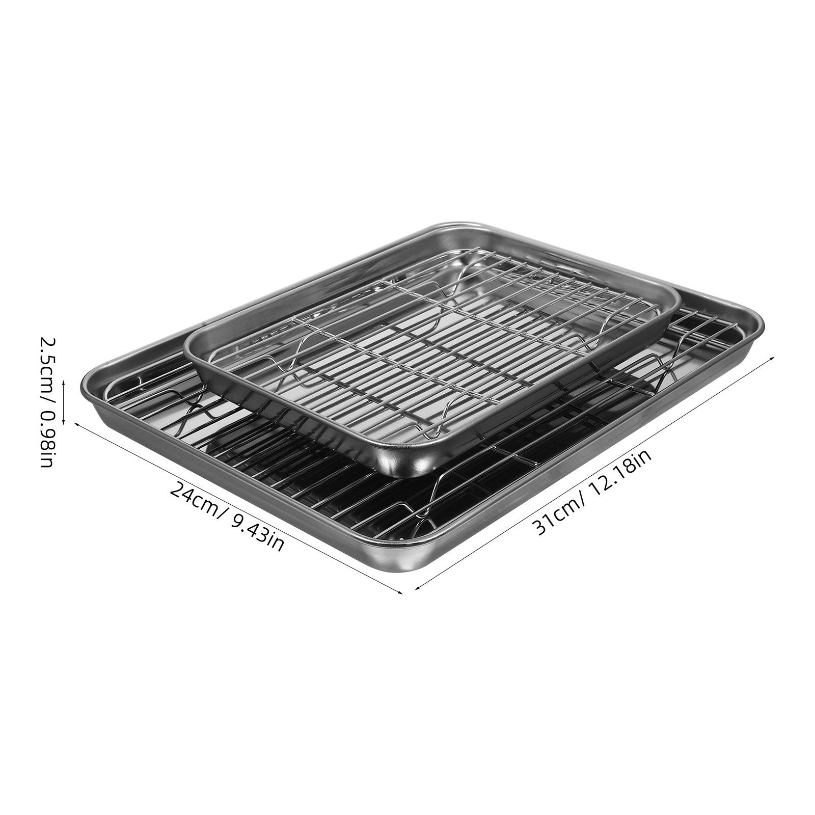 2Pcs Square Stainless Steel Dr - đánh giá và giá Kitchen Baking Tray Set