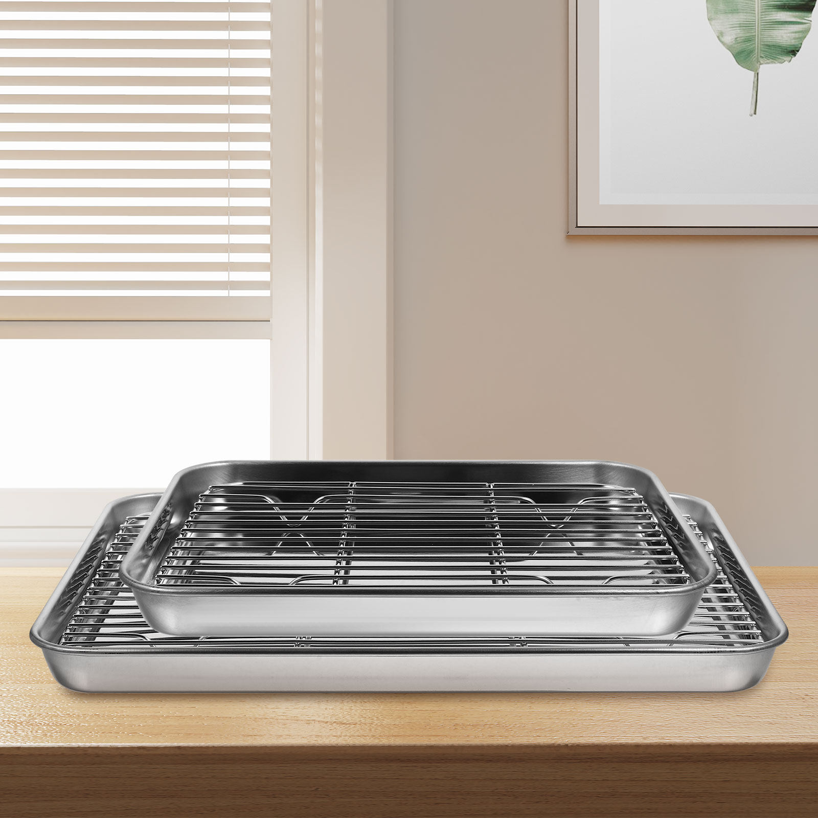 2Pcs Square Stainless Steel Dr - đánh giá và giá Kitchen Baking Tray Set