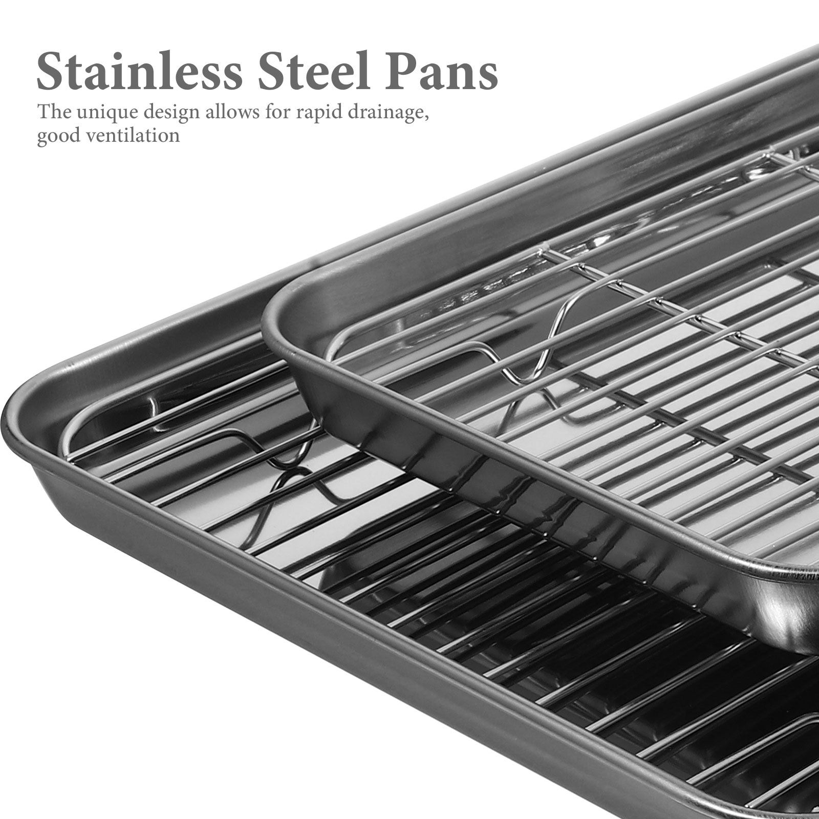 2Pcs Square Stainless Steel Dr - đánh giá và giá Kitchen Baking Tray Set