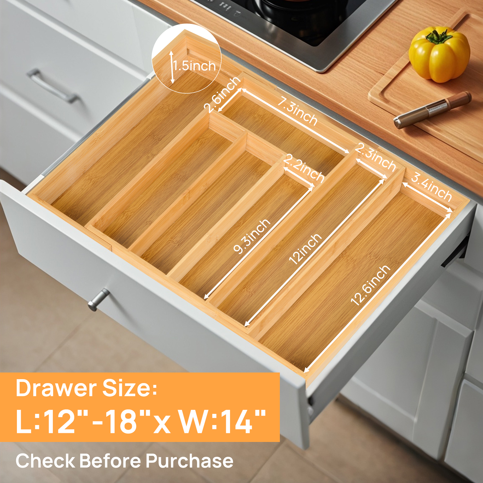 Bamboo Kitchen Drawer Organize - đánh giá và giá Kitchen Utensils