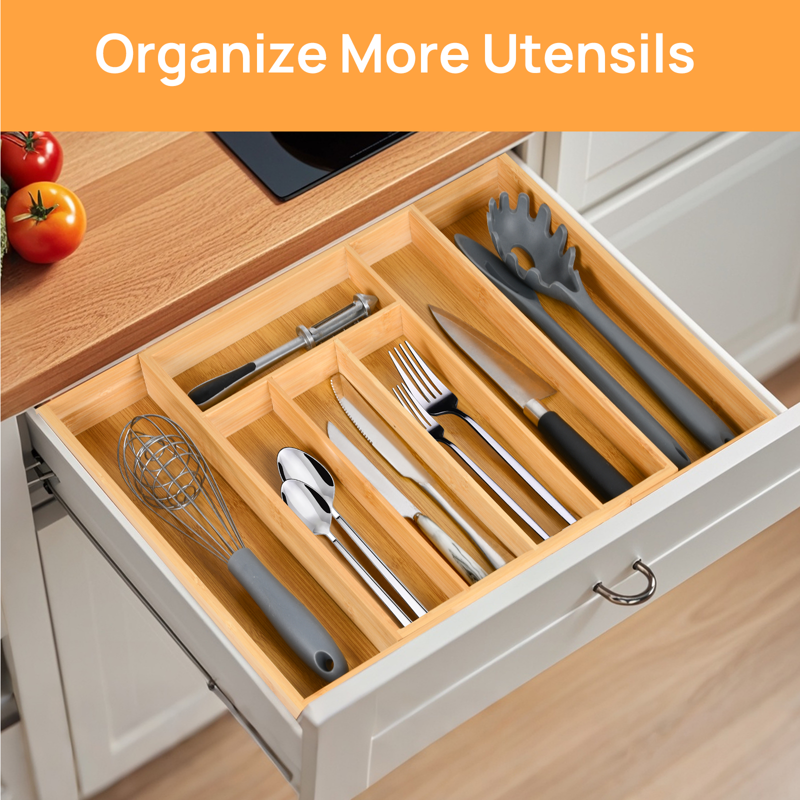 Bamboo Kitchen Drawer Organize - đánh giá và giá Kitchen Utensils