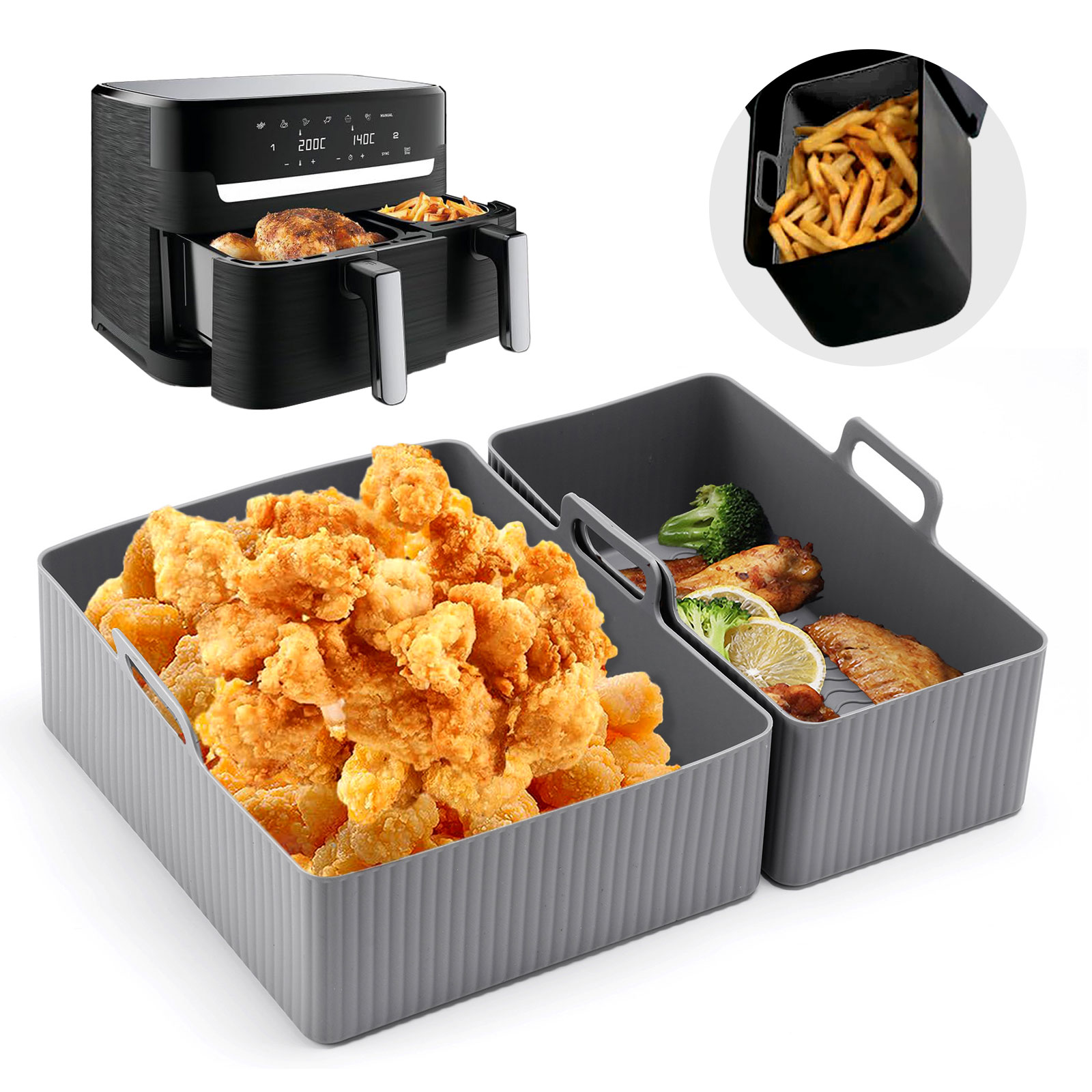 2pcs Set Silicone Air Fryer Ma - đánh giá và giá Kitchen Baking Tray Set