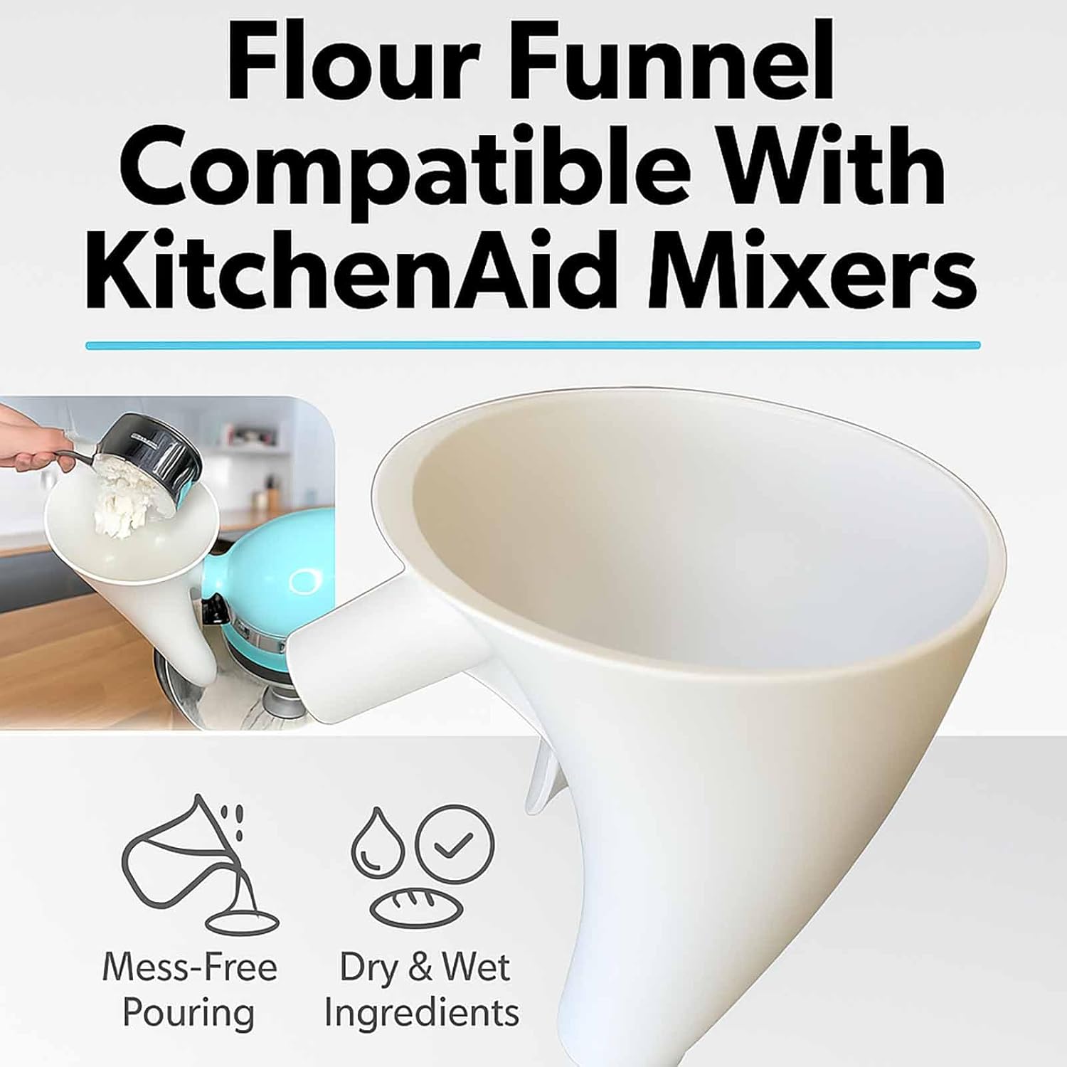 Flour Funnel for Kitchen Aid M - đánh giá và giá Kitchen Aid Baking Mixer