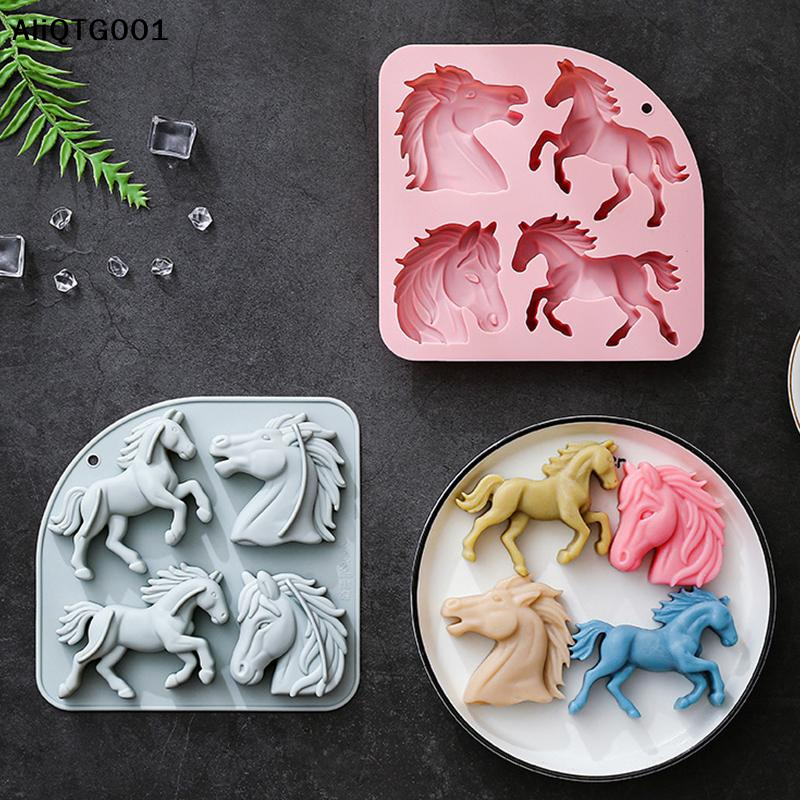 4-Cavity 3D Horse Silicone Mol - đánh giá và giá Kitchen Baking Cooking