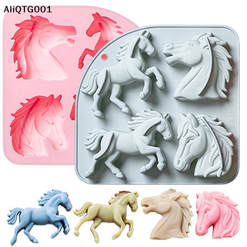 4-Cavity 3D Horse Silicone Mol - đánh giá và giá Kitchen Baking Cooking