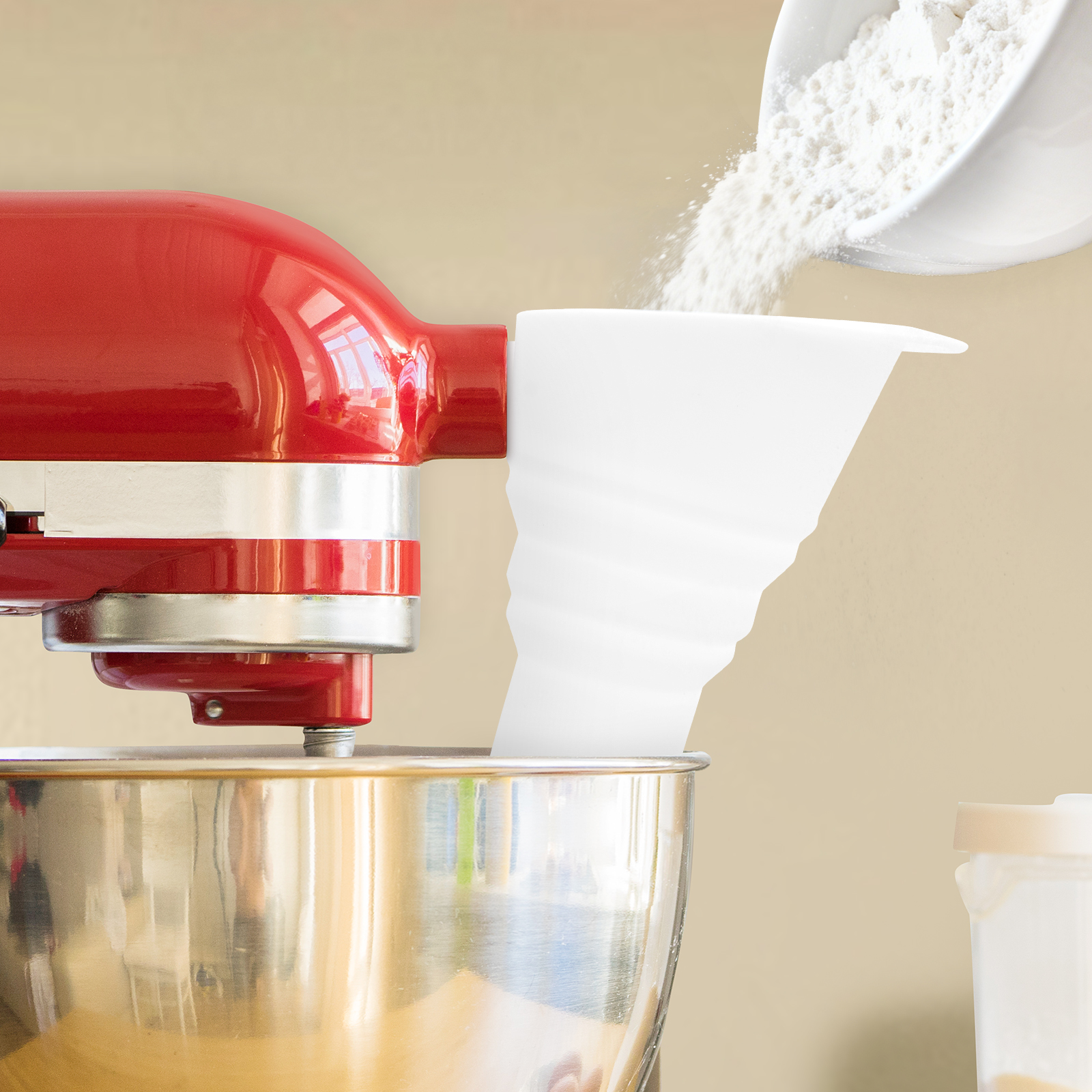 Silicone Flour Funnel for Kitc - đánh giá và giá Kitchen Aid Baking Mixer