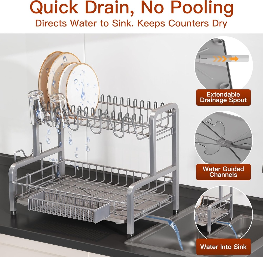 2 Tier Dish Drying Rack for Ki - đánh giá và giá Kitchen Utensils