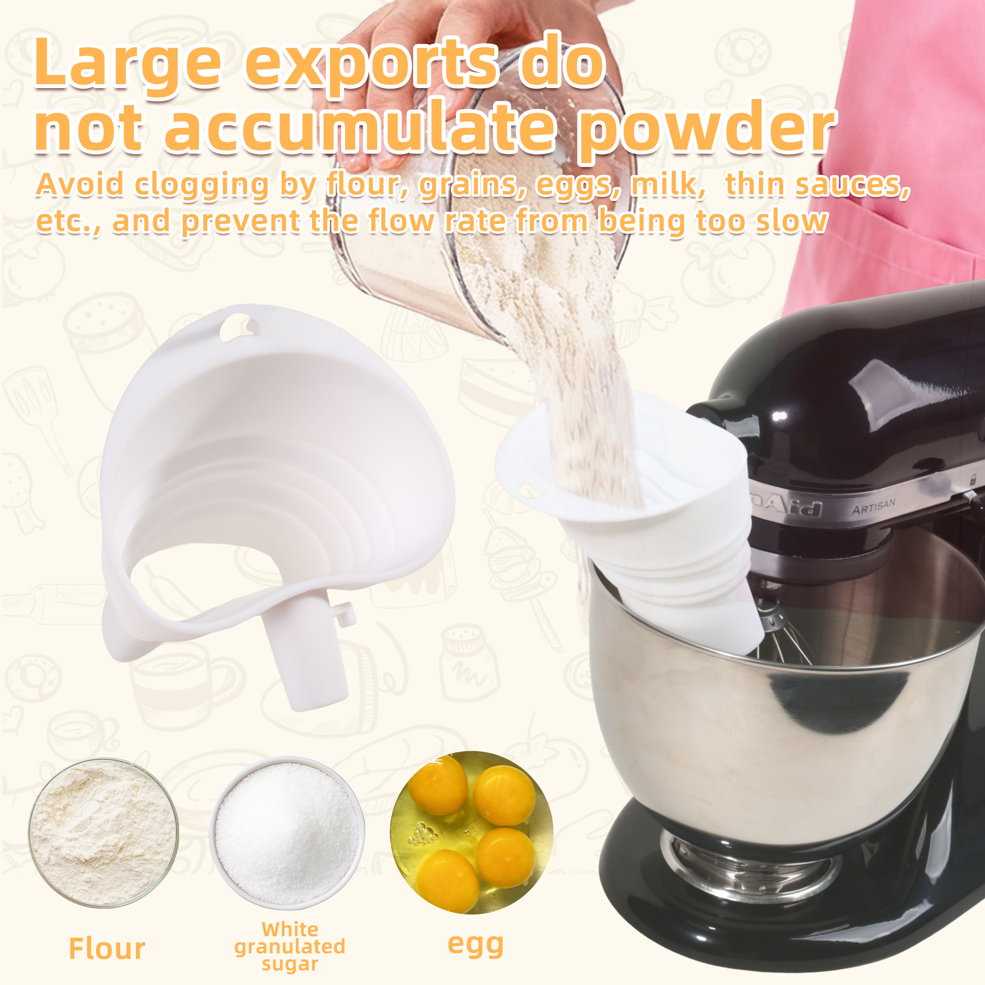 1/3pcs mix Silicone Flour Funn - đánh giá và giá Kitchen Aid Baking Mixer
